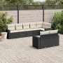 8-teiliges Gartensofa-Set und schwarze synthetische Rattankissen von , Modulare Sofas für den Außenbereich - Ref: Foro24-3251...