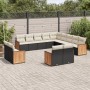 Garden sofa and cushion set 13 pieces black synthetic rattan by , Garden sets - Ref: Foro24-3260607, Price: 916,71 €, Discoun...