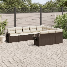 10-piece garden sofa set and brown synthetic rattan cushions by , Garden sets - Ref: Foro24-3253030, Price: 608,05 €, Discoun...