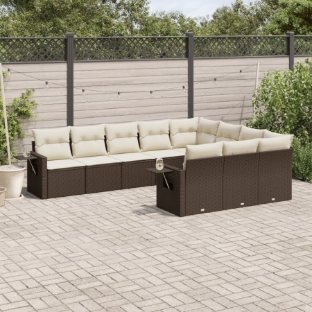 10-piece garden sofa set and brown synthetic rattan cushions by , Garden sets - Ref: Foro24-3253030, Price: 608,99 €, Discoun...