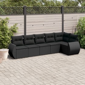 6-teiliges Gartensofa-Set und schwarze synthetische Rattankissen von , Gartensets - Ref: Foro24-3253722, Preis: 423,11 €, Rab...