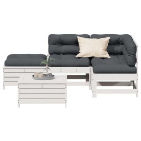 5-piece garden furniture set with solid white pine wood cushions by , Garden sets - Ref: Foro24-3250709, Price: 509,99 €, Dis...