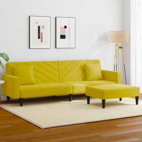 Yellow velvet 2-piece sofa set with cushions by , Sofas - Ref: Foro24-3216272, Price: 301,99 €, Discount: %