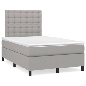 Box spring bed with light gray fabric mattress 120x190 cm by , Beds and slatted bases - Ref: Foro24-3269909, Price: 405,42 €,...