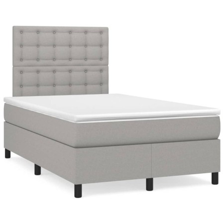 Box spring bed with light gray fabric mattress 120x190 cm by , Beds and slatted bases - Ref: Foro24-3269909, Price: 429,99 €,...