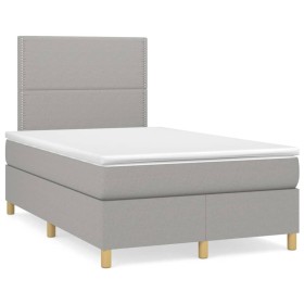 Cama box spring con colchón tela gris claro 120x190 cm de , Camas y somieres - Ref: Foro24-3269923, Precio: 406,02 €, Descuen...