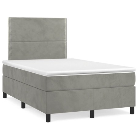 Box spring bed with light gray velvet mattress 120x190 cm by , Beds and slatted bases - Ref: Foro24-3269989, Price: 411,47 €,...