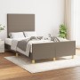 Estructura de cama con cabecero tela gris taupe 120x190 cm