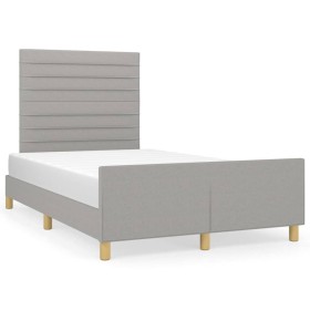 Bed frame with headboard light gray fabric 120x190 cm by , Beds and slatted bases - Ref: Foro24-3270520, Price: 171,99 €, Dis...