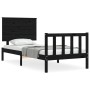 Black solid wood bed frame with headboard by vidaXL, Beds and slatted bases - Ref: Foro24-3193370, Price: 133,04 €, Discount: %