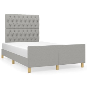 Estructura de cama con cabecero tela gris claro 120x190 cm de , Camas y somieres - Ref: Foro24-3270534, Precio: 187,99 €, Des...