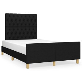 Estructura de cama con cabecero tela negro 120x190 cm de , Camas y somieres - Ref: Foro24-3270536, Precio: 174,99 €, Descuent...