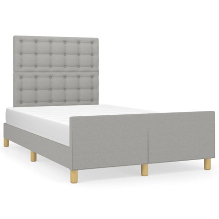 Bed frame with headboard light gray fabric 120x190 cm by , Beds and slatted bases - Ref: Foro24-3270541, Price: 174,99 €, Dis...