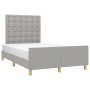 Estructura de cama con cabecero tela gris claro 120x190 cm