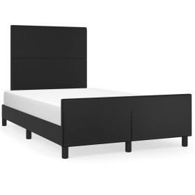 Bed frame with headboard black synthetic leather 120x190 cm by , Beds and slatted bases - Ref: Foro24-3270548, Price: 187,93 ...