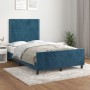 Estructura cama con cabecero terciopelo azul oscuro 120x190 cm