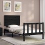 Black solid wood bed frame with headboard by vidaXL, Beds and slatted bases - Ref: Foro24-3193370, Price: 133,04 €, Discount: %