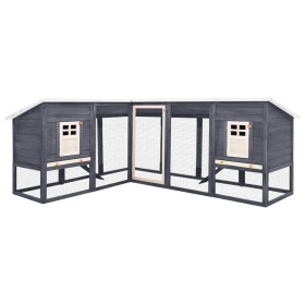 Outdoor hutch with gray and white fir wood runner by vidaXL, Cages and habitats for small animals - Ref: Foro24-170873, Price...