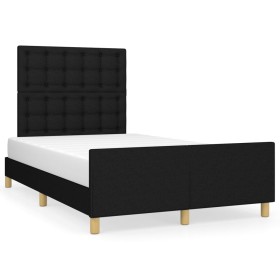 Estructura de cama con cabecero tela negro 120x190 cm de , Camas y somieres - Ref: Foro24-3270543, Precio: 174,99 €, Descuent...