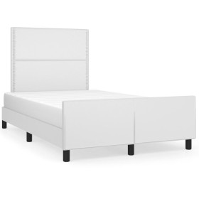 Estructura cama con cabecero cuero sintético blanco 120x190 cm de , Camas y somieres - Ref: Foro24-3270555, Precio: 170,97 €,...