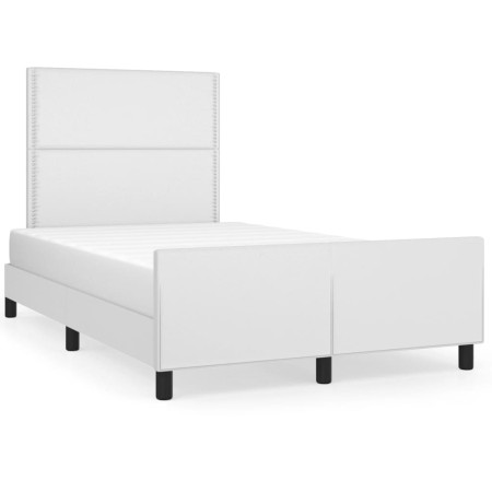 Estructura cama con cabecero cuero sintético blanco 120x190 cm