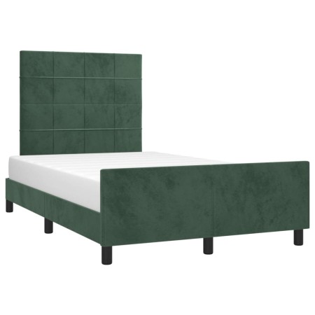 Estructura cama con cabecero terciopelo verde oscuro 120x190 cm