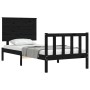 Black solid wood bed frame with headboard by vidaXL, Beds and slatted bases - Ref: Foro24-3193370, Price: 133,04 €, Discount: %