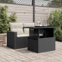 Garden table glass surface PE rattan black 100x55x73 cm by , Garden tables - Ref: Foro24-365970, Price: 111,99 €, Discount: %