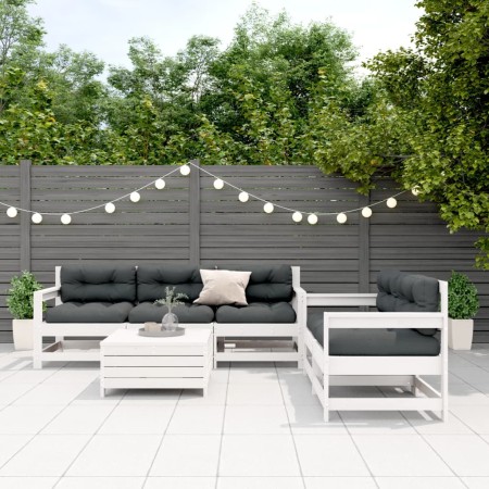 6-piece garden furniture set with solid white pine wood cushions by , Garden sets - Ref: Foro24-3250825, Price: 584,54 €, Dis...