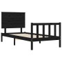 Black solid wood bed frame with headboard by vidaXL, Beds and slatted bases - Ref: Foro24-3193370, Price: 133,04 €, Discount: %