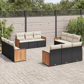 Gartensofa-Set 12-teilig mit schwarzen synthetischen Rattankissen von , Gartensets - Ref: Foro24-3259914, Preis: 931,25 €, Ra...