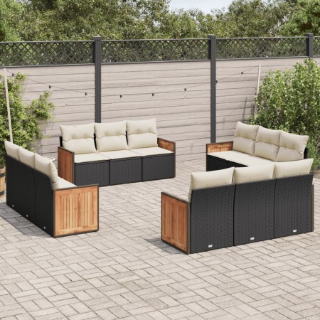 Gartensofa-Set 12-teilig mit schwarzen synthetischen Rattankissen von , Gartensets - Ref: Foro24-3259914, Preis: 954,59 €, Ra...