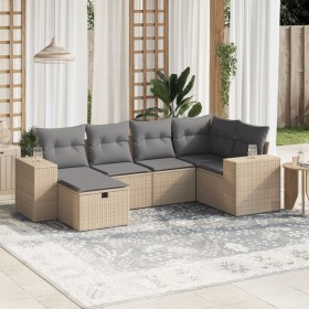 Gartensofa-Set mit beigem Kissenmix, 6-teilig, PE-Rattan von , Gartensets - Ref: Foro24-3264415, Preis: 434,91 €, Rabatt: %