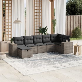 7-piece garden sofa set with gray PE rattan cushions by , Garden sets - Ref: Foro24-3264436, Price: 487,90 €, Discount: %