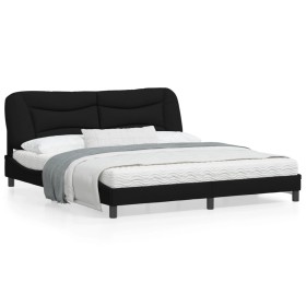 Estructura de cama con luz LED tela negro 180x200 cm de , Camas y somieres - Ref: Foro24-3214165, Precio: 229,99 €, Descuento: %