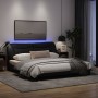 Estructura de cama con luz LED tela negro 180x200 cm