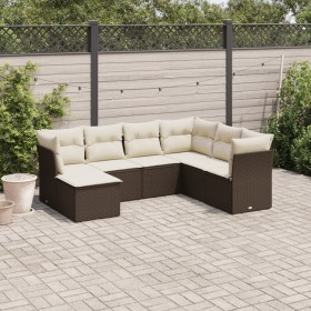 7-piece garden sofa set with brown PE rattan cushions by , Garden sets - Ref: Foro24-3217993, Price: 464,20 €, Discount: %