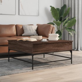 Brown oak metal engineered wood coffee table 95x95x45 cm by , Coffee table - Ref: Foro24-3217068, Price: 111,09 €, Discount: %