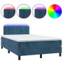 Cama box spring colchón y LED terciopelo azul oscuro 120x190 cm de , Camas y somieres - Ref: Foro24-3270169, Precio: 387,61 €...