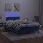 Box spring bed with mattress and LED dark blue velvet 120x190 cm by , Beds and slatted bases - Ref: Foro24-3270169, Price: 38...