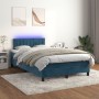 Box spring bed with mattress and LED dark blue velvet 120x190 cm by , Beds and slatted bases - Ref: Foro24-3270169, Price: 38...