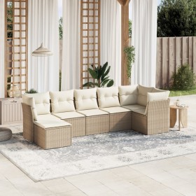 7-teiliges Gartensofa-Set und beigefarbene synthetische Rattankissen von , Gartensets - Ref: Foro24-3263194, Preis: 529,86 €,...