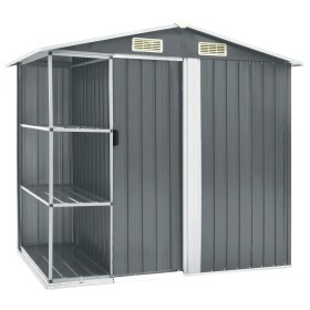 Garden shed with gray iron shelving 205x130x183 cm by vidaXL, Sheds - Ref: Foro24-47103, Price: 304,47 €, Discount: %