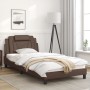 Bed frame with LED lights brown synthetic leather 100x200 cm by , Beds and slatted bases - Ref: Foro24-3214003, Price: 155,63...