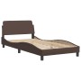 Estructura cama con luces LED cuero sintético marrón 100x200 cm de , Camas y somieres - Ref: Foro24-3214003, Precio: 155,63 €...