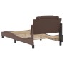 Estructura cama con luces LED cuero sintético marrón 100x200 cm de , Camas y somieres - Ref: Foro24-3214003, Precio: 155,63 €...