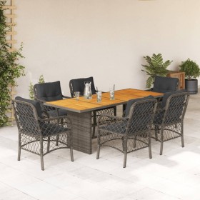 Garten-Essgruppe 7-teilig und graue synthetische Rattankissen von , Gartensets - Ref: Foro24-3212074, Preis: 785,99 €, Rabatt: %