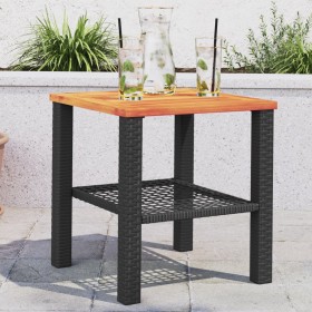 Garden table synthetic rattan black acacia wood 40x40x42 cm by , Garden tables - Ref: Foro24-366263, Price: 47,99 €, Discount: %