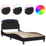 Estructura cama con luces LED cuero sintético negro 100x200 cm de , Camas y somieres - Ref: Foro24-3214001, Precio: 146,99 €,...