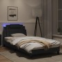 Bed frame with LED lights black synthetic leather 100x200 cm by , Beds and slatted bases - Ref: Foro24-3214001, Price: 146,16...